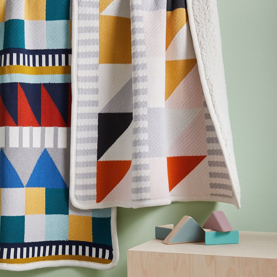 Knit Cotton Toddler Blanket Geometric West Elm Australia